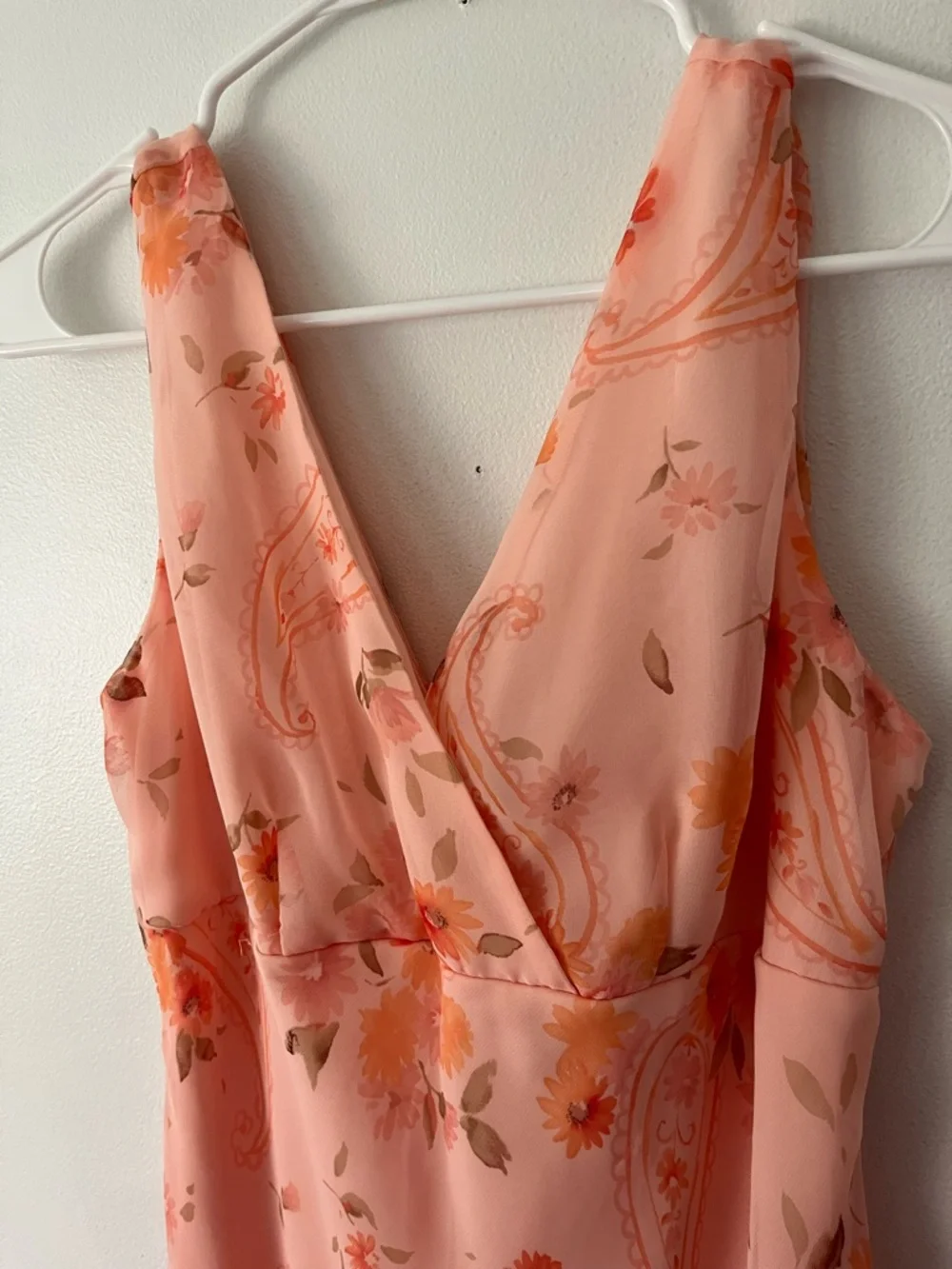Vintage peach floral midi dress size 12
